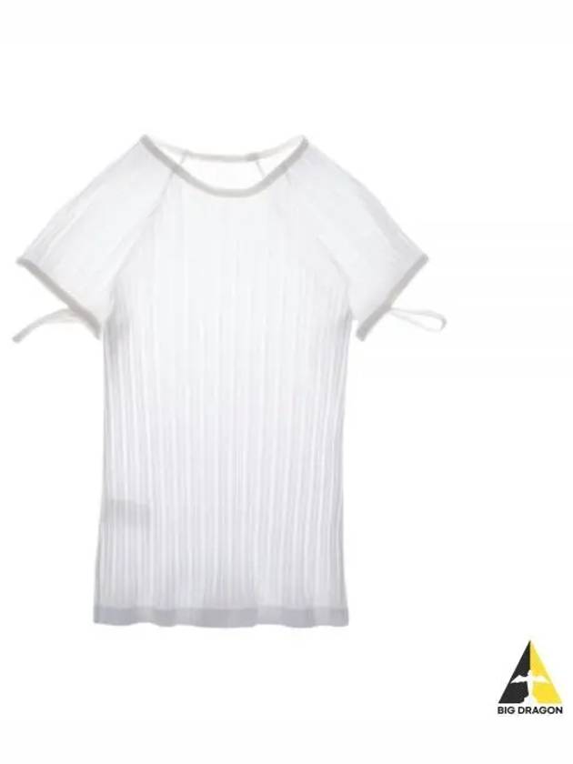 Ribbed Cut Out Cotton Short Sleeve T-shirt White - HELMUT LANG - BALAAN 2