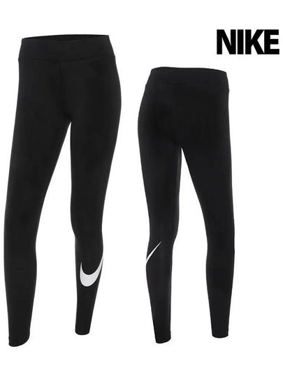 Sportswear Essential Mid-rise Swoosh Leggings Black - NIKE - BALAAN 2