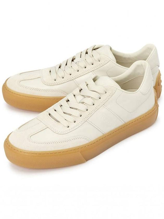 Round Toe Leather Low Top Sneakers White - TOD'S - BALAAN 2