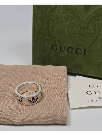 Adidas Trefoil GG logo engraved sterling wide ring No 17 - GUCCI - BALAAN 1