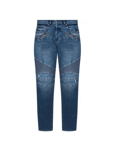 Biker Washed Skinny Jeans Blue - BALMAIN - BALAAN 1