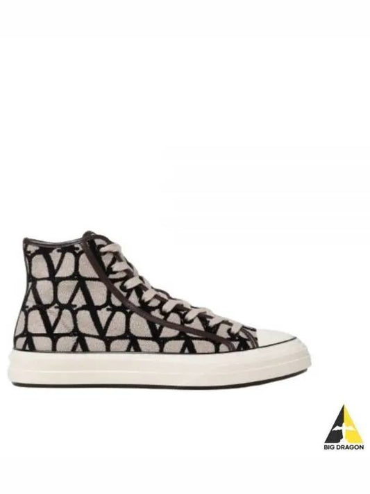 Toile Iconographe High Top Sneakers Beige - VALENTINO - BALAAN 2