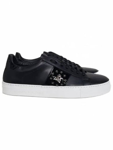 Skull Leather Low Top Sneakers Black - PHILIPP PLEIN - BALAAN 1