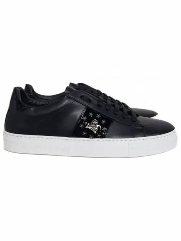 Skull Leather Low Top Sneakers Black - PHILIPP PLEIN - BALAAN 2