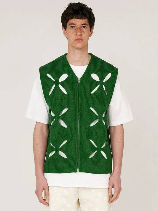 Clover Zipper Knit Vest Green - UNALLOYED - BALAAN 1