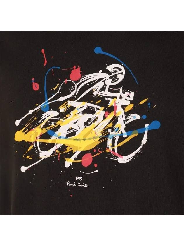 Cyclist Painting Cotton Short Sleeve T-Shirt Black - PAUL SMITH - BALAAN 4