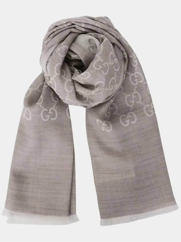 GG Jacquard Pattern Two-Tone Wool Silk Muffle Beige - GUCCI - BALAAN 7