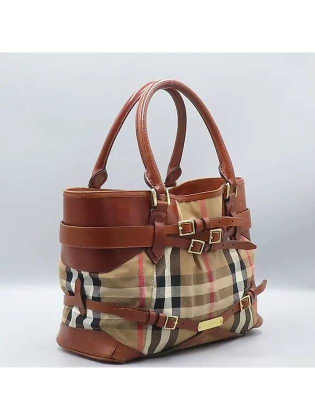 3763830 Brown leather house check belt tote bag - BURBERRY - BALAAN 3