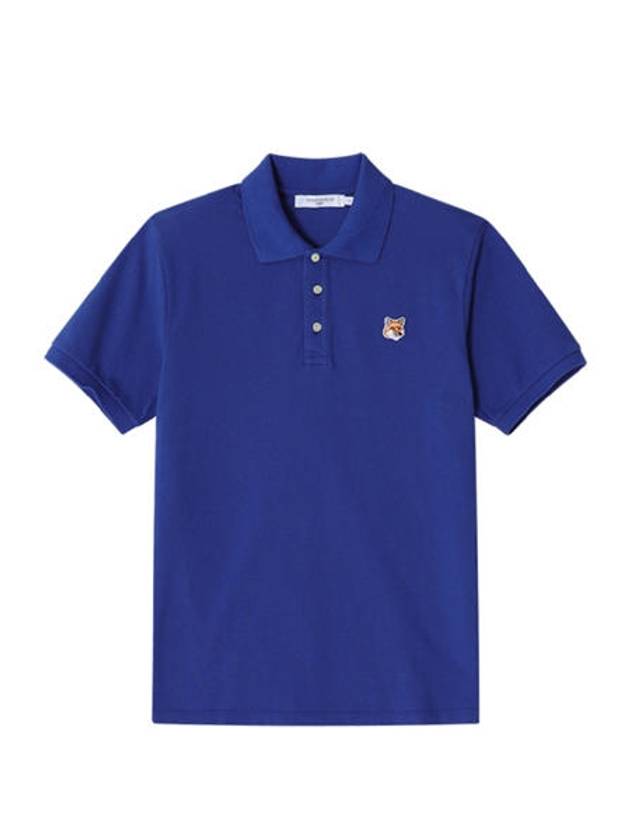 Fox Head Patch Classic Short Sleeve Polo Shirt Blue - MAISON KITSUNE - BALAAN 2