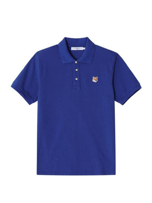 Fox Head Patch Classic Short Sleeve Polo Shirt Blue - MAISON KITSUNE - BALAAN 2