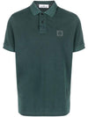 Men's Logo Patch Short Sleeve Polo Shirt Bottle Green - STONE ISLAND - BALAAN 1