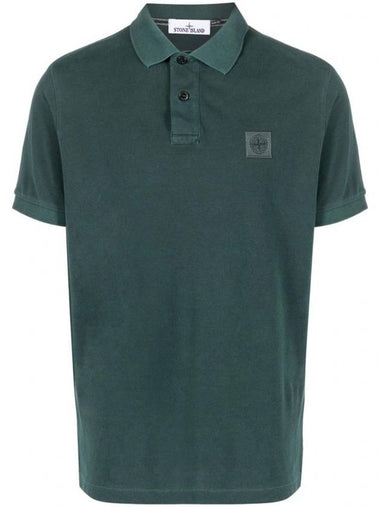 Men's Logo Patch Short Sleeve Polo Shirt Bottle Green - STONE ISLAND - BALAAN 1