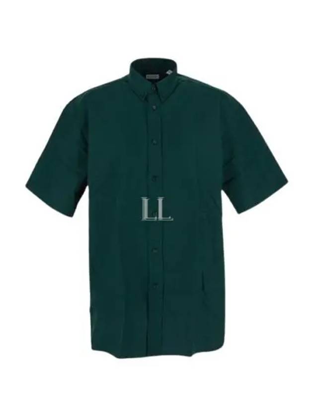 Cotton Oxford Short Sleeve Shirt Green - BURBERRY - BALAAN 2