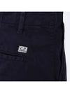 Men's Lens Wappen Stretch Satin Cargo Shorts Navy - CP COMPANY - BALAAN.