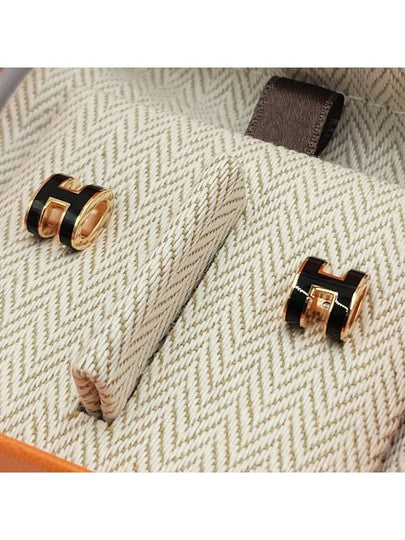 Mini Pop H Rose Gold Earrings Noir - HERMES - BALAAN 2