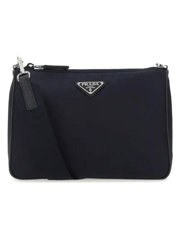 Triangular Logo Re-Nylon Saffiano Leather Shoulder Bag Midnight Blue - PRADA - BALAAN 1