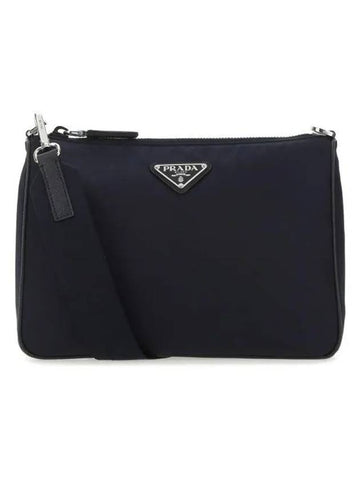 Triangle Logo Re-Nylon Saffiano Leather Shoulder Bag Midnight Blue - PRADA - BALAAN 1