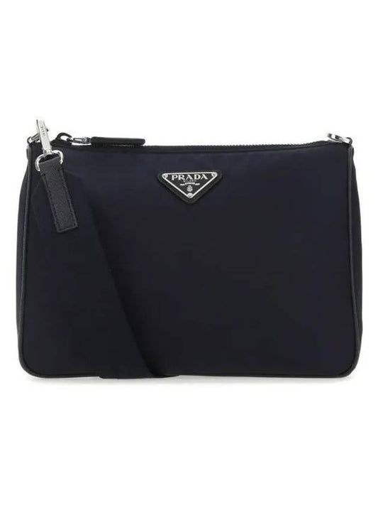 Triangular Logo Re-Nylon Saffiano Leather Shoulder Bag Midnight Blue - PRADA - BALAAN 1