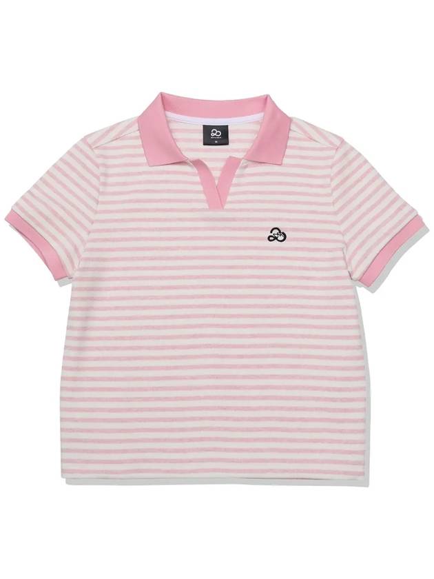 Striped String Collar T-Shirt Women PINK - 20THHOLE - BALAAN 3