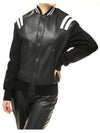 Leather Neoprene Stadium Zip-up Jacket Women 324C - NEIL BARRETT - BALAAN 3