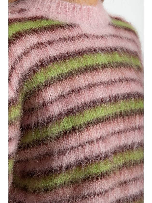 Women's Striped Mohair Crew Neck Knit Top Pink - MARNI - BALAAN 6