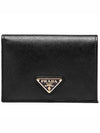 Small Saffiano Leather Half Wallet Black - PRADA - BALAAN 2