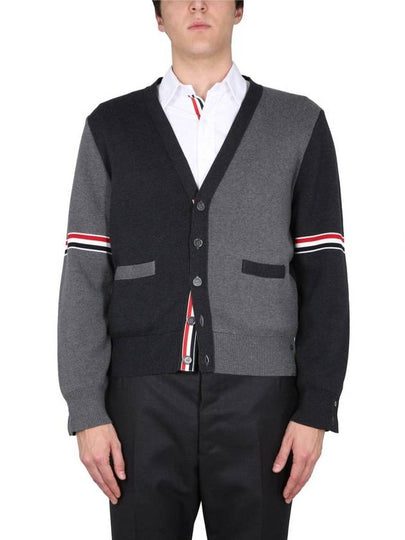 Funmix Cotton ArmBand V-Neck Cardigan Tonal Grey - THOM BROWNE - BALAAN 2