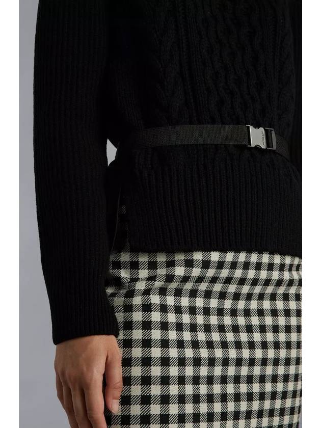 Women's Belted Wool Knit Top Black - MONCLER - BALAAN 6