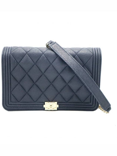 Chanel AP1117 Navy Caviar Boy WOC Gold Small Shoulder Bag 30s - CHANEL - BALAAN 1