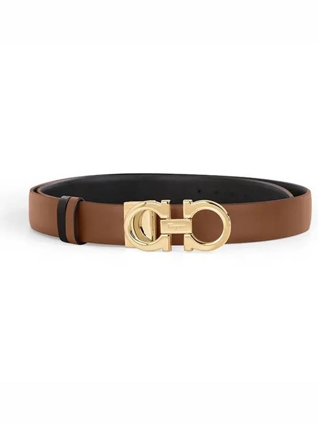 Reversible Gancini Leather Belt Black Sella - SALVATORE FERRAGAMO - BALAAN 3