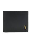 Tiny Monogram Half Wallet Black Gold - SAINT LAURENT - BALAAN 1