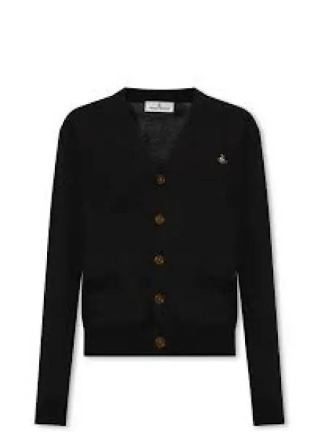 ORB Logo V-Neck Cardigan Black - VIVIENNE WESTWOOD - BALAAN 2