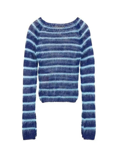 Hairy Striped Cotton Knit Blue - MARNI - BALAAN 1