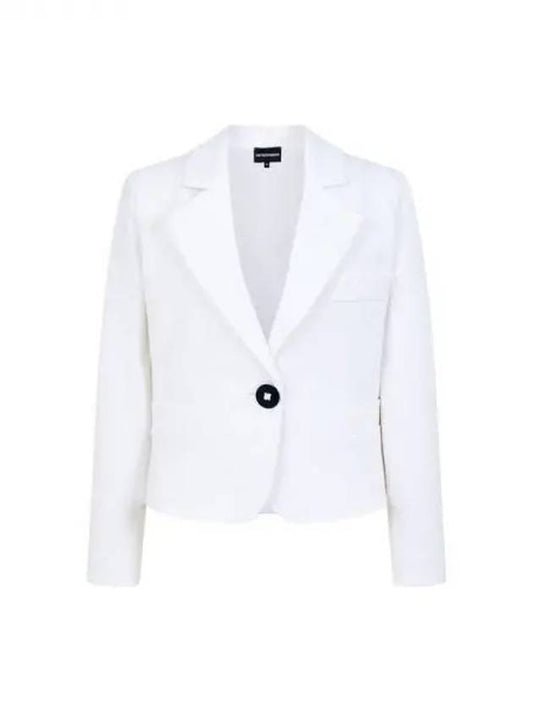 Women s Textured One Button Jacket White 270333 - EMPORIO ARMANI - BALAAN 1