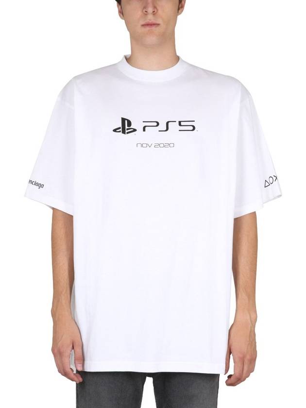 Men's PlayStation Logo Short Sleeve T-Shirt White - BALENCIAGA - BALAAN 2