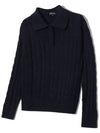 Cable collar long sleeve knit NAVY - 20THHOLE - BALAAN 1