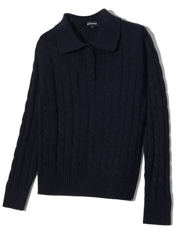 Cable collar long sleeve knit NAVY - 20THHOLE - BALAAN 1