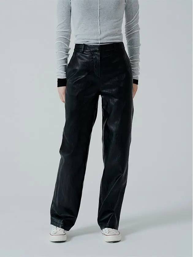 Straight fit leather pants - PINBLACK - BALAAN 1