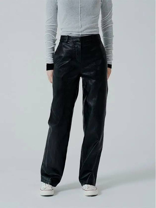 Straight fit leather pants - PINBLACK - BALAAN 1