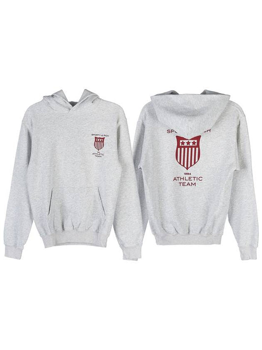 Athletic Team Hooded Top Gray - SPORTY & RICH - BALAAN.