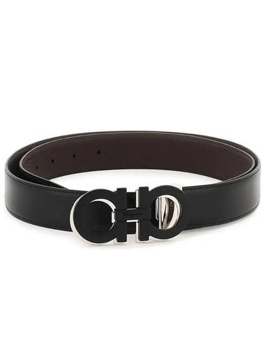 Reversible Leather Belt Black Brown - SALVATORE FERRAGAMO - BALAAN 1