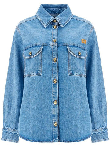 blue denim shirt in cotton with high collar - BLAZE MILANO - BALAAN 1