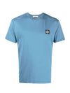 Logo Patch Short Sleeve T-Shirt Blue - STONE ISLAND - BALAAN.