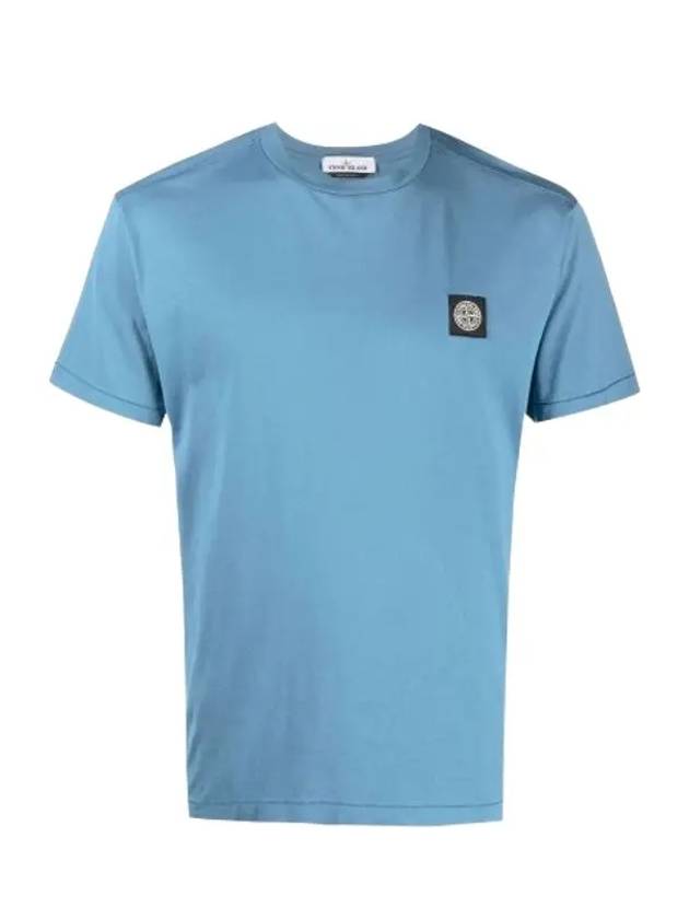 Logo Patch Short Sleeve T-Shirt Blue - STONE ISLAND - BALAAN 4