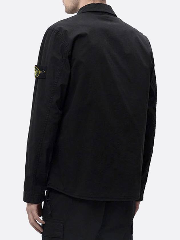 Supima Cotton Twill Over Long Sleeve Shirt Black - STONE ISLAND - BALAAN 4