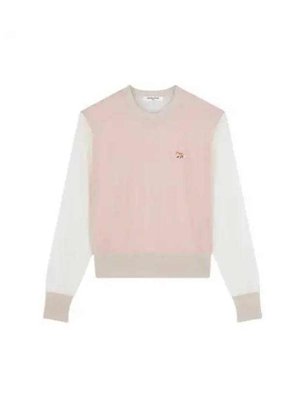 Color Block Merino Wool Knit Top Pastel Rose - MAISON KITSUNE - BALAAN 2