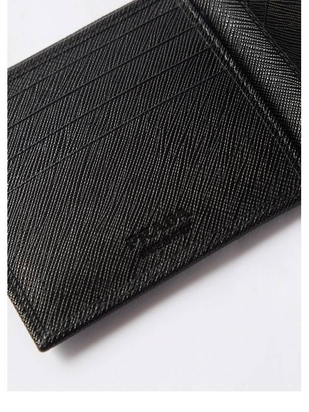 Triangle Logo Saffiano Half Wallet Black - PRADA - BALAAN 4