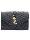 Matelasse Monogram Small Envelope Card Wallet Black - SAINT LAURENT - BALAAN 2