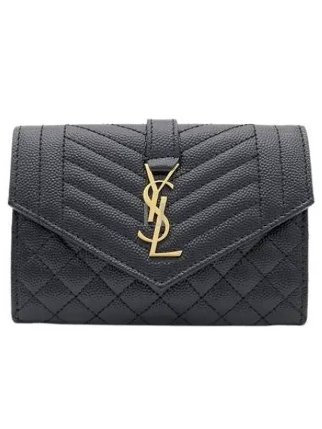 Matelasse Monogram Envelope Small Half Wallet Black - SAINT LAURENT - BALAAN 2