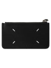 Stitched Zipper Leather Card Wallet Black - MAISON MARGIELA - BALAAN 1